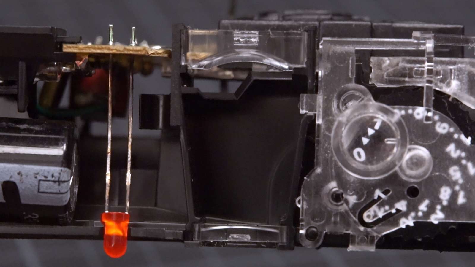 Viewfinder in a disassembled disposable camera