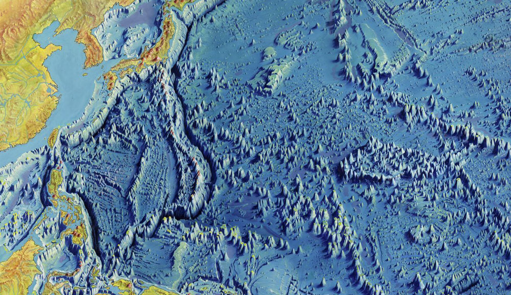 Heezen-Tharp Bathymetry map crop japan